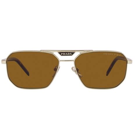 Prada Men's Pale Gold Rectangular Sunglasses PR 58YS 